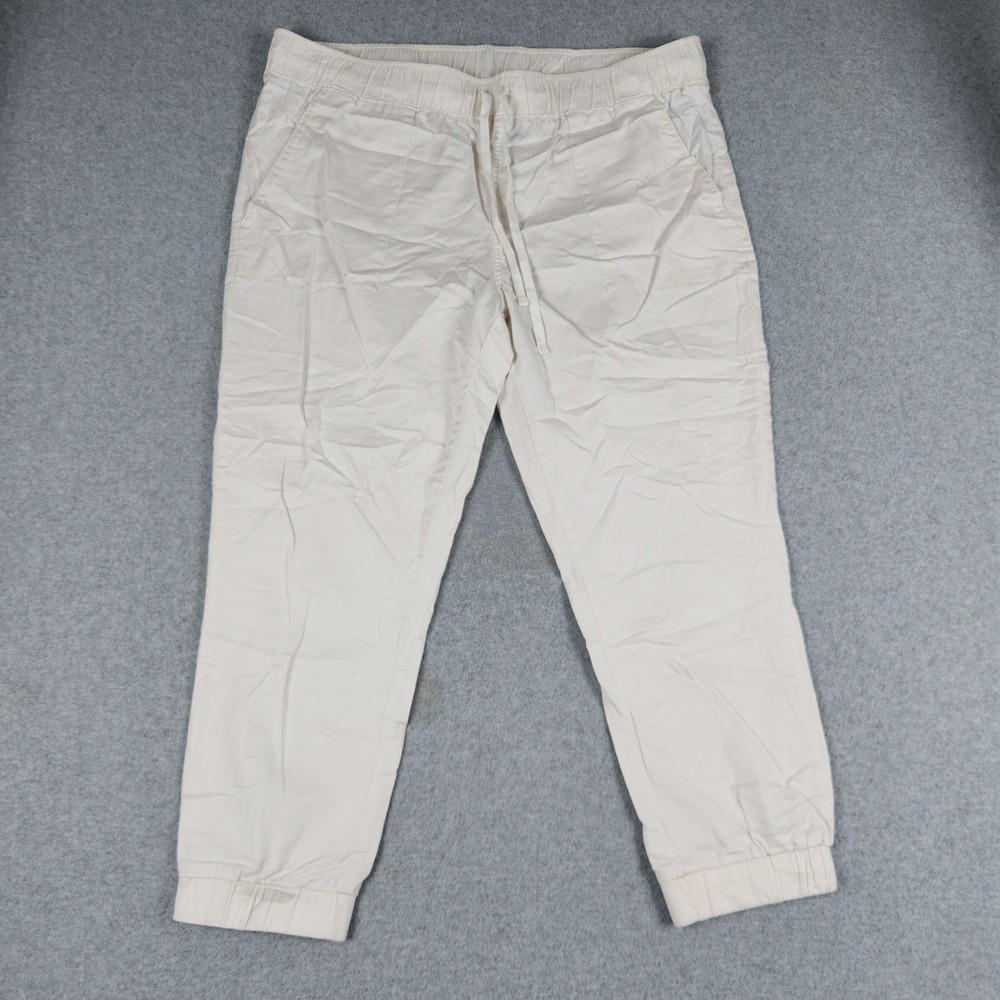 Buffalo David Bitton Jogger Pants Womens XL Beige Drawstring Waist Tapered Leg